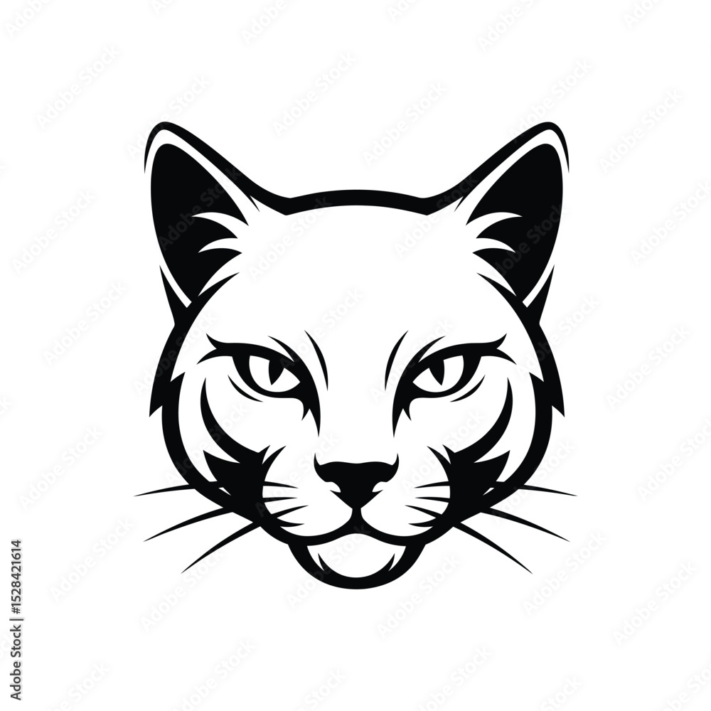 Elegant Black and White Cat Head Vector Illustration Perfect for Logos, Prints, and Designs Elegant Black and White Cat Head Vector Illustration Perfect for Logos, Prints, and Designs