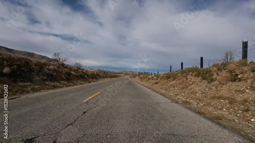 Driving on desert roads in Antelope Valley in California