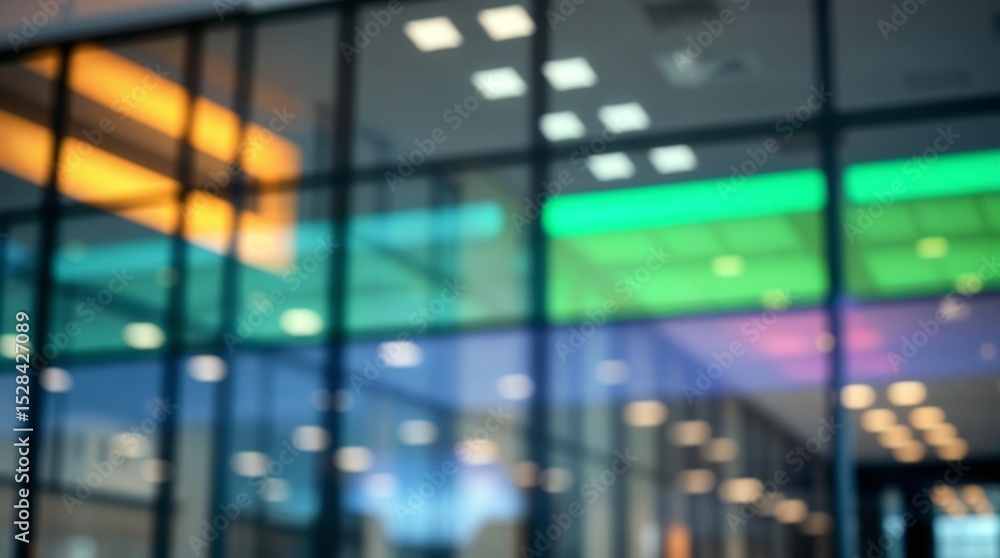 Fototapeta premium Blurred glass wall of modern business office building at the business center use for background in business concept