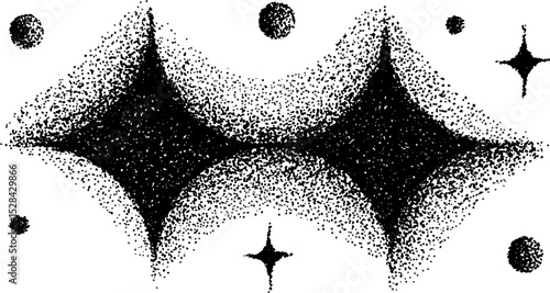 Intricate stippling ink halftone art with geometric and star elements for creative design
