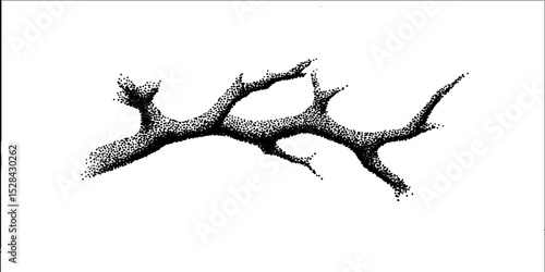 Hyper detailed stippling ink illustration of branch design for artistic projects