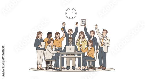 Team Celebration: Office Success and Positive Achievement