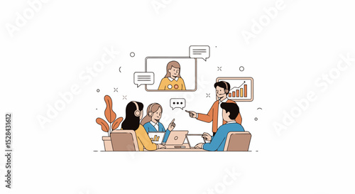 Remote Team Meeting: Collaborative Illustration
