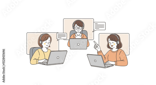 Virtual Meeting Illustration: Remote Team Collaboration