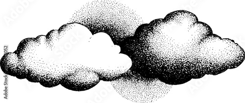 Intricate stippling ink artwork of clouds with hyper detailed techniques