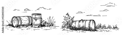 abandoned oil barrels and leaking toxic waste