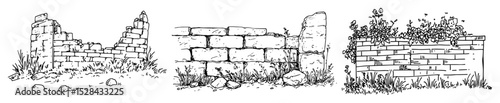 crumbling brick walls and old ruins set