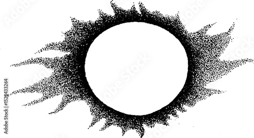 Intricate stippling ink art featuring solar eclipse concept design