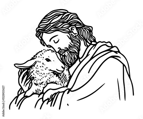 jesus holding lamb in gentle embrace