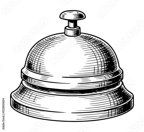classic hotel bell hand drawn vintage illustration