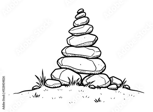 stacked stones cairn hand drawn outdoor symbol
