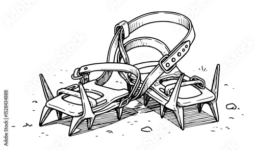 crampons climbing gear hand drawn illustration