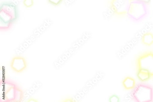 明るいネオンカラーの五角形が周りに輝くフレーム