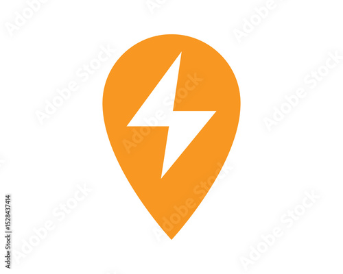 Free Download Vibrant icon featuring a lightning bolt within a map pin, symbolizing power, energy, and location. Use for navigation, technology, or innovative solutions. - GFXLoad