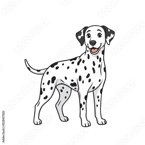 Happy Dalmatian Dog Breed Illustration Cartoon Pet Animal