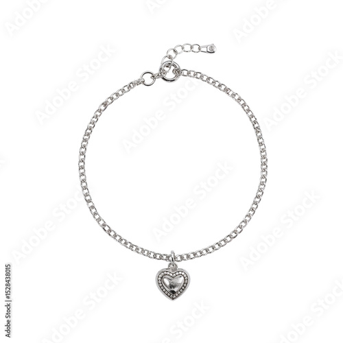 Wallpaper Mural Silver chain bracelet with a heart charm isolated transparent background Torontodigital.ca