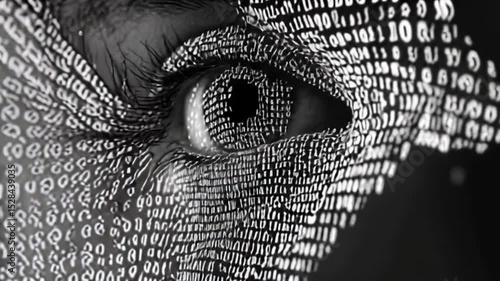 Closeup of an eye with data overlay