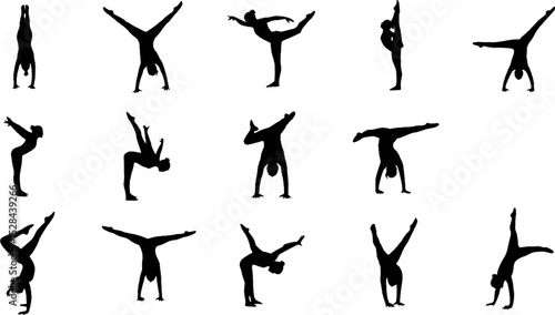 set of vector icon gymnast silhouette
