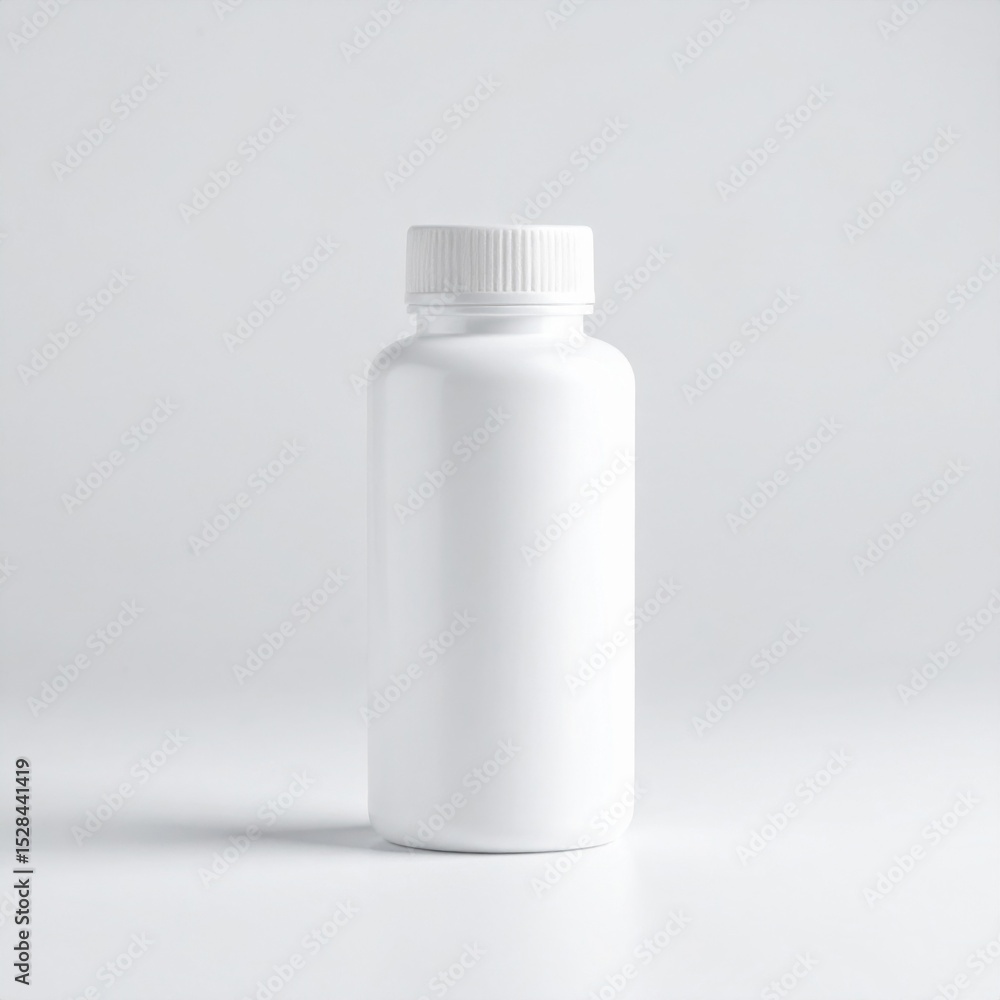 White Plastic Pill Bottle on White Background White Plastic Pill Bottle on White Background