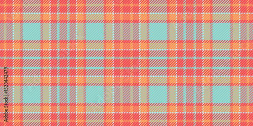 Vibrant coral and teal plaid pattern. Perfect for textile design, website backgrounds, or fashion illustrations. This cheerful, summery design evokes feelings of warmth and energy.