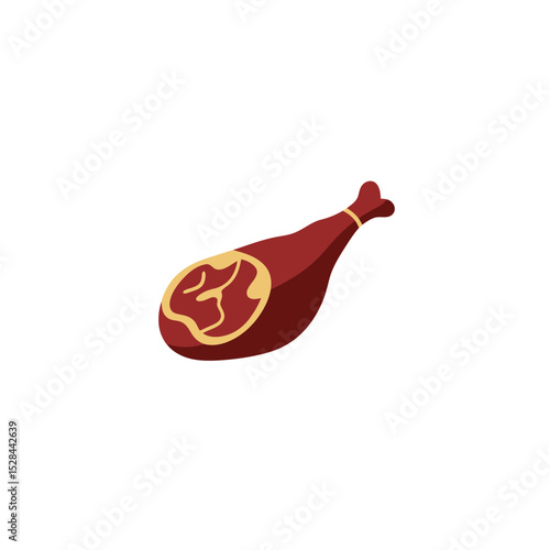 Vector Illustration of  whole ham leg. Jamon traditional spanish starter and appetizer. Cuisine of different countries. Meat and protein in menu