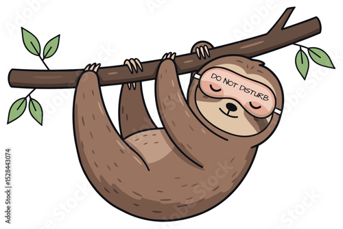 Cute Sloth Sleeping Mask 'Do Not Disturb' Branch Sticker