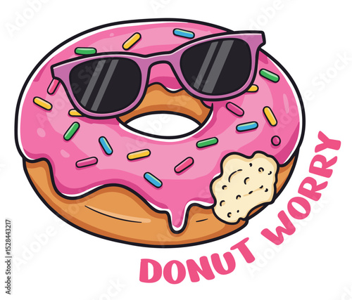 Pink Donut Sunglasses 'Donut Worry' Pun Sticker