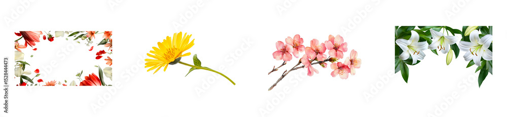 Naklejka premium Floral arrangements nature still life beauty. Cut out png set