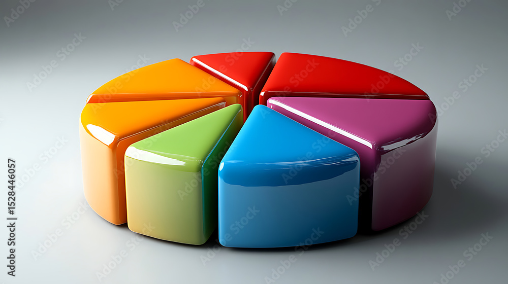 Obraz premium 3D Colorful Pie Chart Representing Data and Statistics
