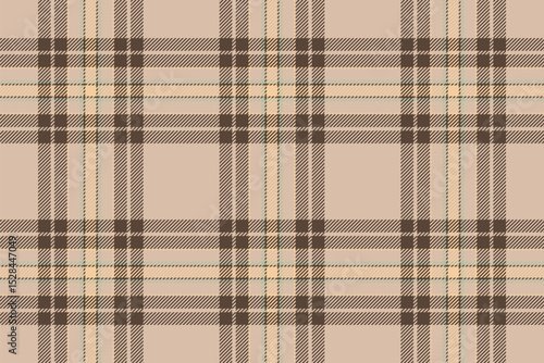 Classic seamless plaid pattern. Beige, brown and yellow tartan fabric texture. Timeless design for backgrounds, textiles, and apparel projects.