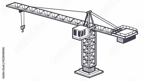 Detailed Illustration of a Construction Crane
