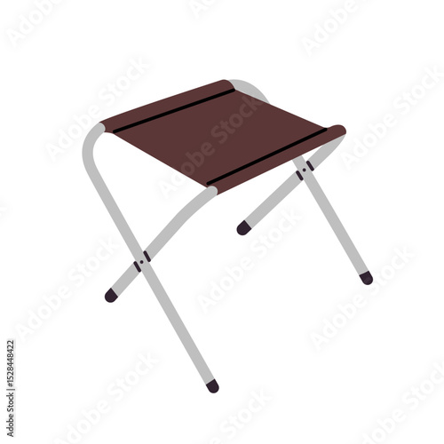 Brown seat for outdoor use with folding metal frame. Useful for nature travel, picnic gear, campsite seating and hiking essentials
