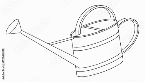 Outlined Watering Can with Spout and Handle Illustration