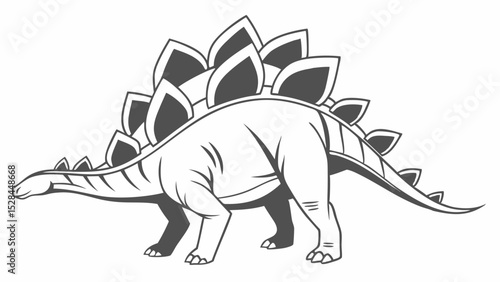 Stylized Stegosaurus Dinosaur Illustration with Plates and Spikes