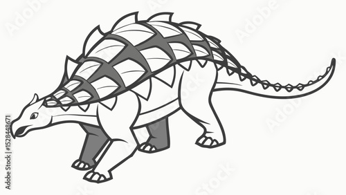 Cartoon Illustration of a Prehistoric Ankylosaurus