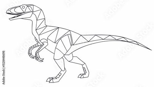 Geometric Illustration of a Prehistoric Raptor