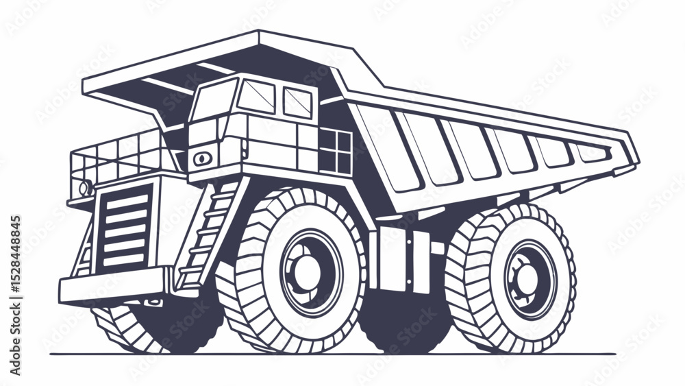 Naklejka premium Stylized Illustration of a Large Mining Dump Truck