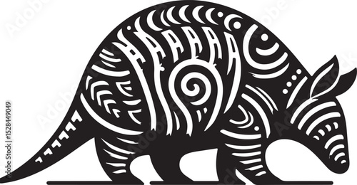 A simple black an white armadillo vector silhouette illustration.