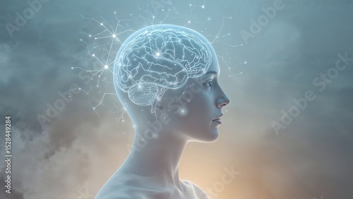 Exploration of Neural Pathways Showcasing Neuroplasticity and Calmness in a Serene Mind