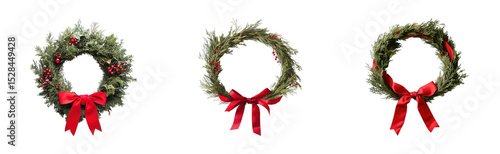 Festive wreaths for christmas decorations home. Cut out png set