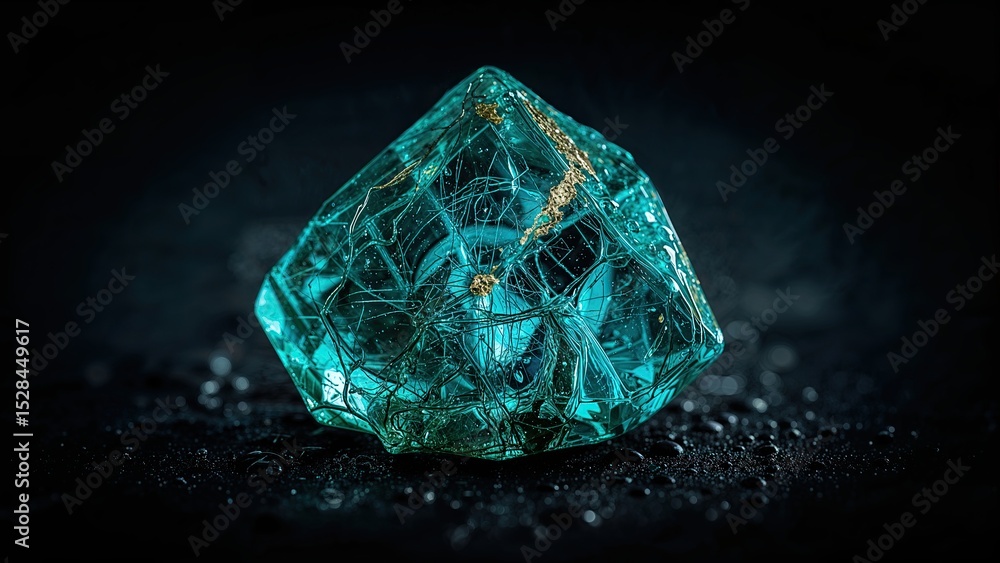 Obraz premium Paraiba Tourmaline Gemstone With Unique Inclusions on a Dark Background Highlighting Its Beauty