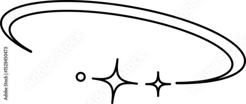 Schilderij op canvas Minimal Star and Swirl Line Art Icons Collection – Celestial Tattoo Style Elemen