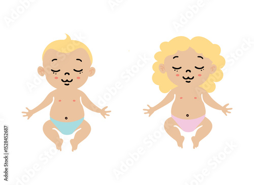 Cute Cartoon Baby Twins - Adorable Baby Illustration