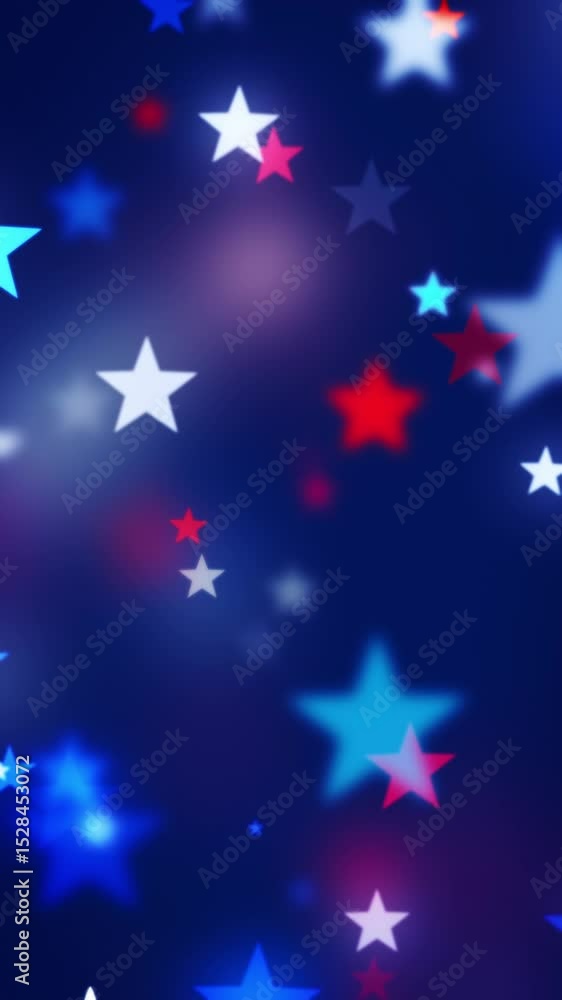 Twinkling stars in red white and blue on blue background. Festive backgrounds of star particles for USA celebrations 4th of July, Memorial Day, Veteran's Day, or any patriotic US American holidays. Twinkling stars in red white and blue on blue background. Festive backgrounds of star particles for USA celebrations 4th of July, Memorial Day, Veteran's Day, or any patriotic US American holidays.