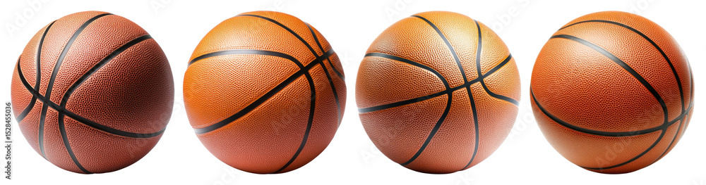Fototapeta premium PNG Four basketballs in row, element set on transparent background
