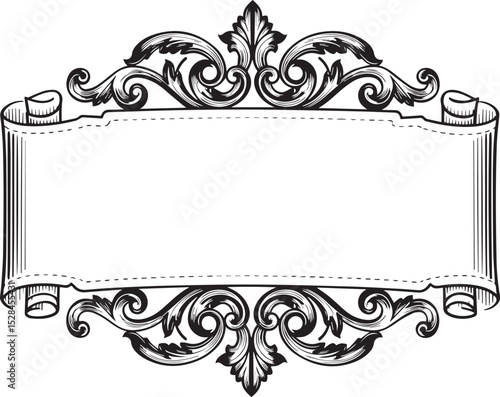 Ornate Scroll Banner with Acanthus Flourishes - Vintage Frame