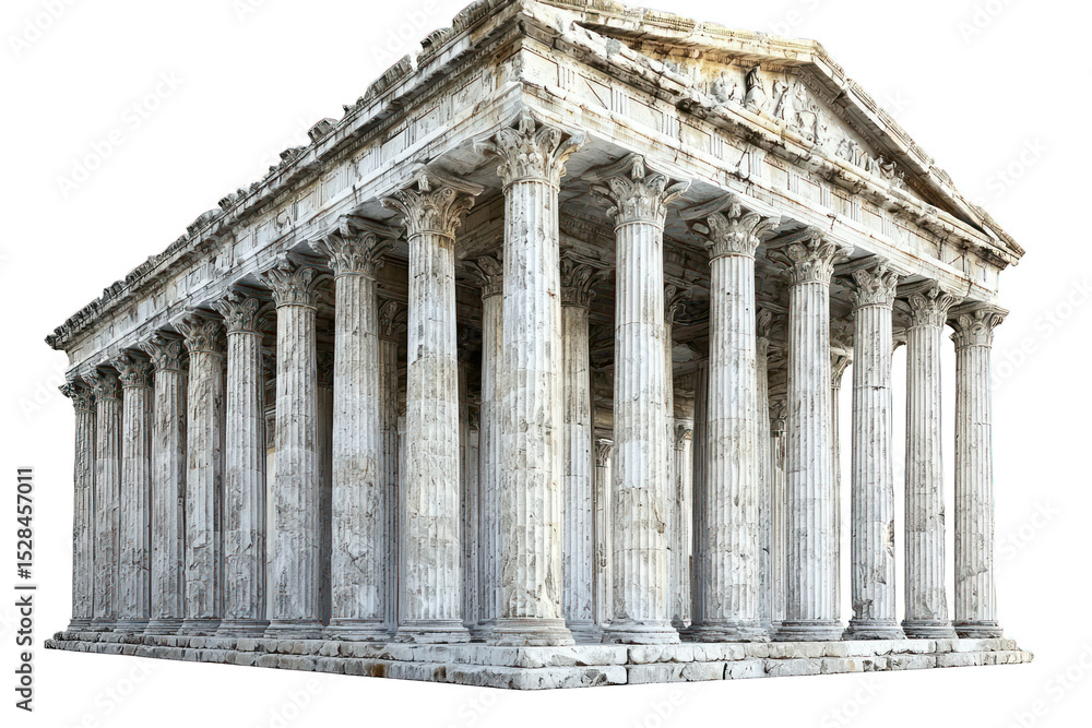 Fototapeta premium Ancient temple with columns on a black background