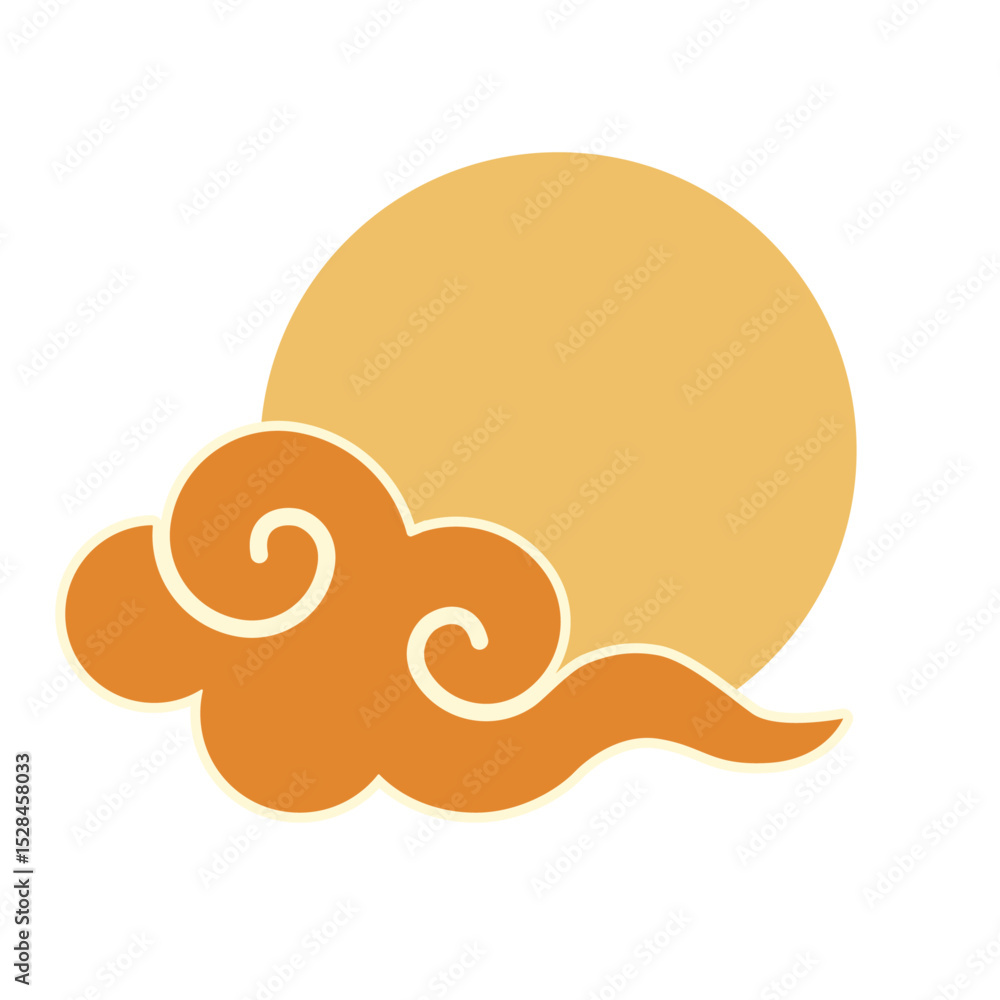 Traditional Japanese moon and cloud icon in oriental silhouette style
Traditional Japanese moon and cloud icon in oriental silhouette style