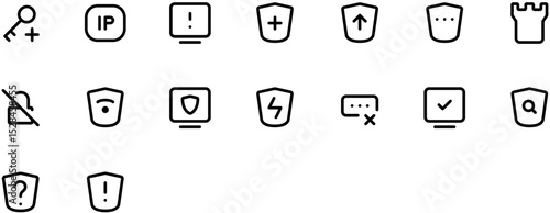 Black and white video game UI sprite sheet with computer icon, crosshair mouse arrow, and fist silhouette in simple cartoon style