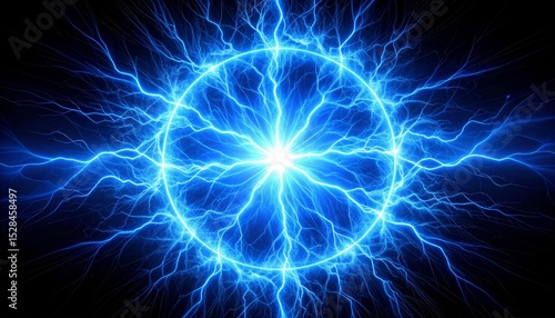 Wallpaper Mural Abstract Blue Energy Circle with Electric Rays Torontodigital.ca